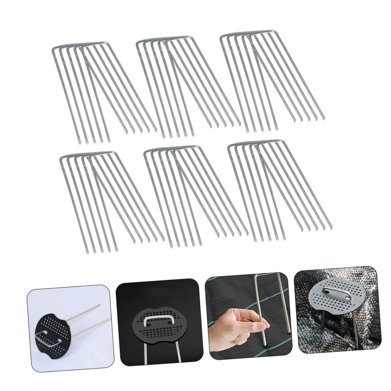 YARNOW 60 Pezzi Di Chiodi Per Da Campeggio Picchetti Per Il Fissaggio A Picchetti A Forma Di U Per Il Fissaggio Dell'erba Artificiale
