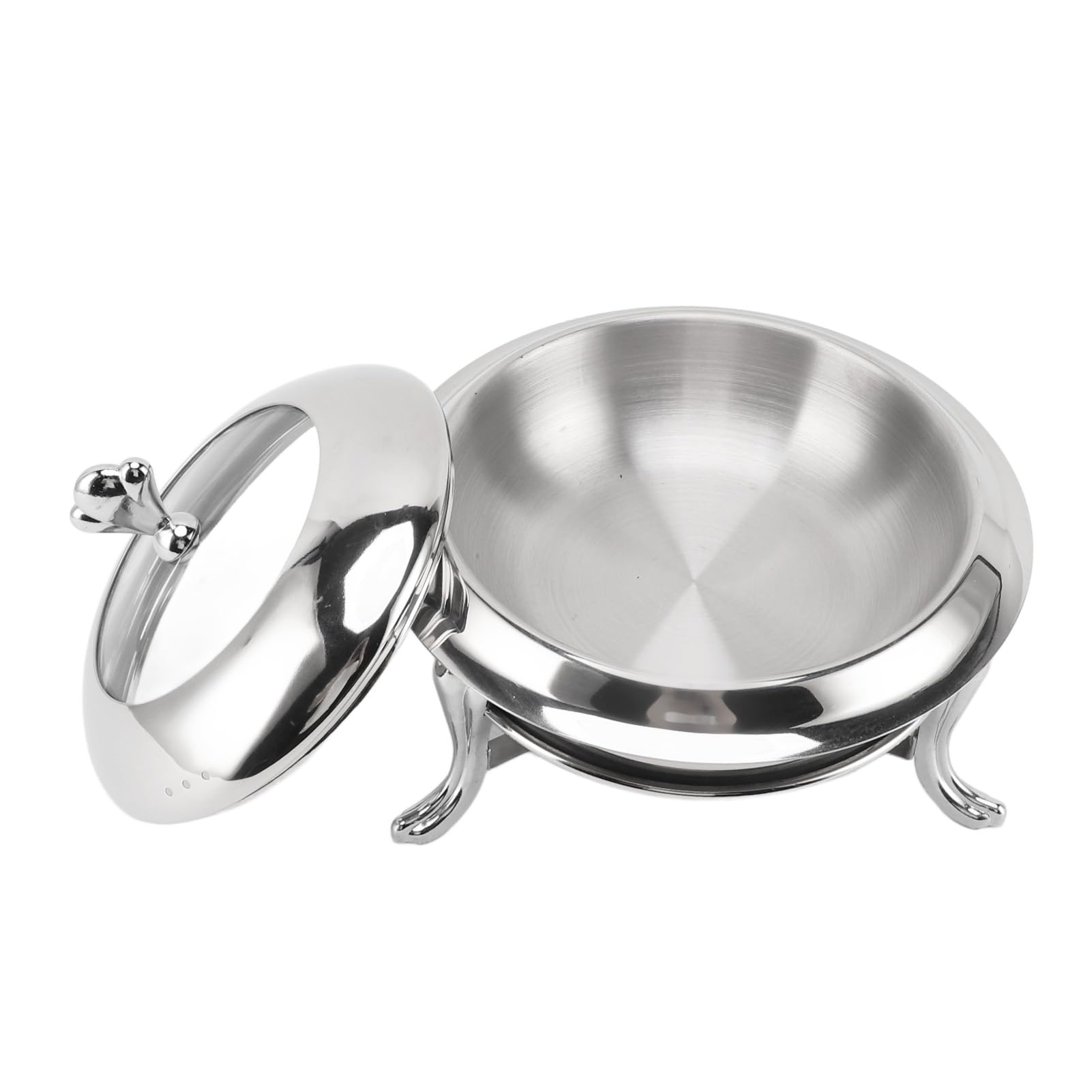 Set Scaldavivande da Buffet in Acciaio Inox Scaldavivande con Riscaldamento a Combustibile e Coperchio, Server da Catering Rotondo Portatile per Matrimoni, Banchetti, Feste con Piatti Caldi