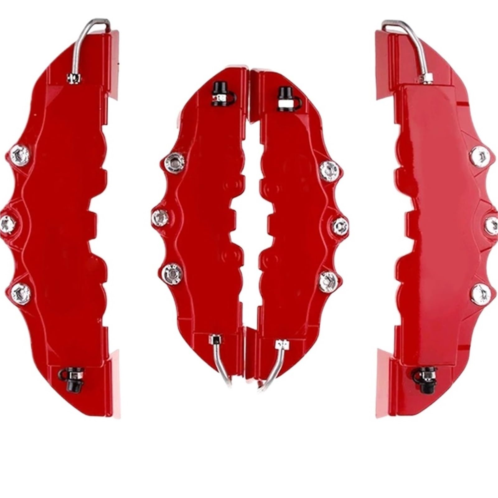 4 pezzi 3D copri pinza freno a disco per auto, copri freno rosso, kit di accessori anteriori e posteriori rossi, adatti per cerchi da 18-24 pollici Freno De Automóvil Protección Para Freno