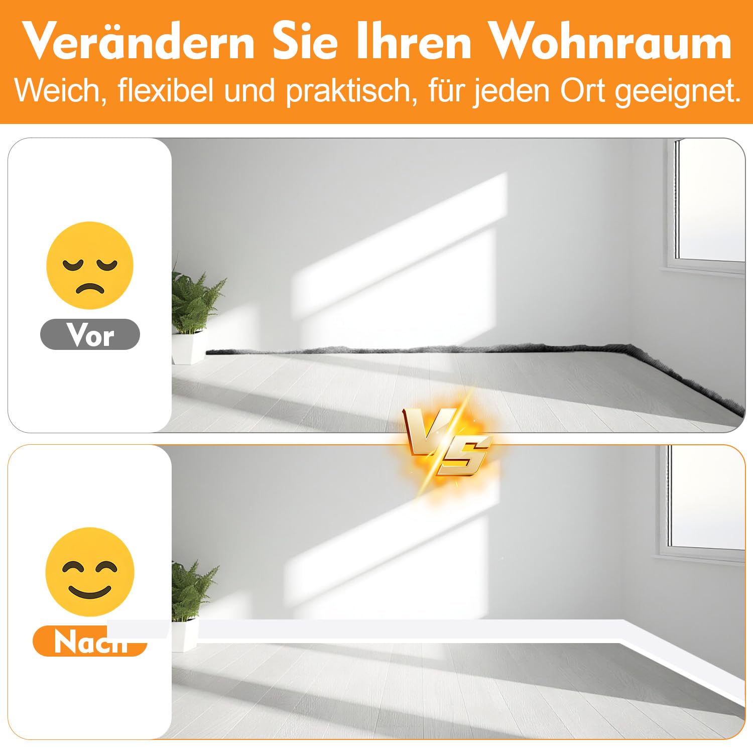 Zócalo autoadhesivo, 18 m, de PVC, 50 x 20 mm, resistente al agua, flexible, fácil montaje, renovación DIY para cocina, baño, pared, suelo, color blanco