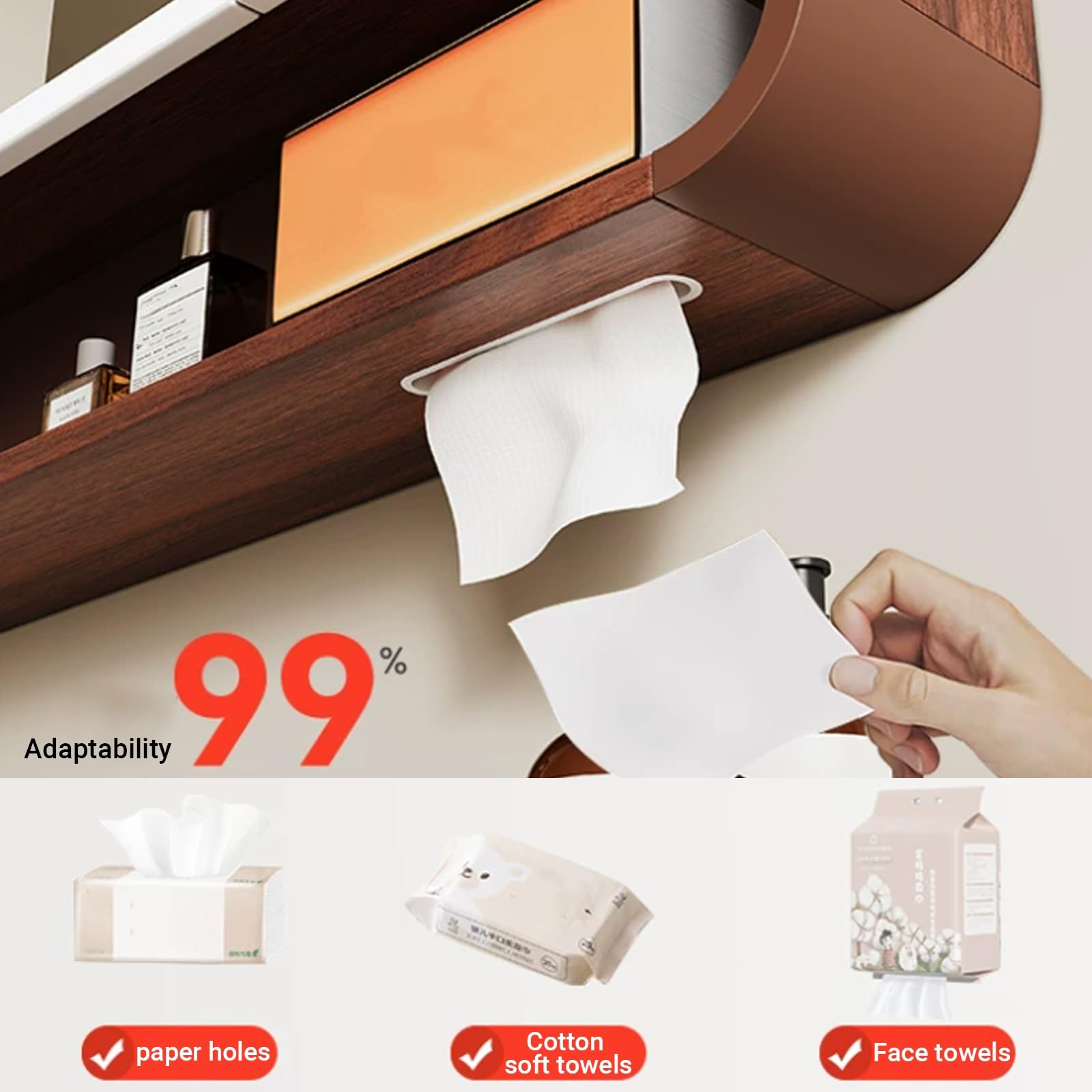 Specchio Bagno Contenitore Anti-Appannamento, Smart Mobile Specchio Bagno con LED Luce, Fessura per Carta, Contenitore da Parete Touch Control(A,70cm/27.6in)