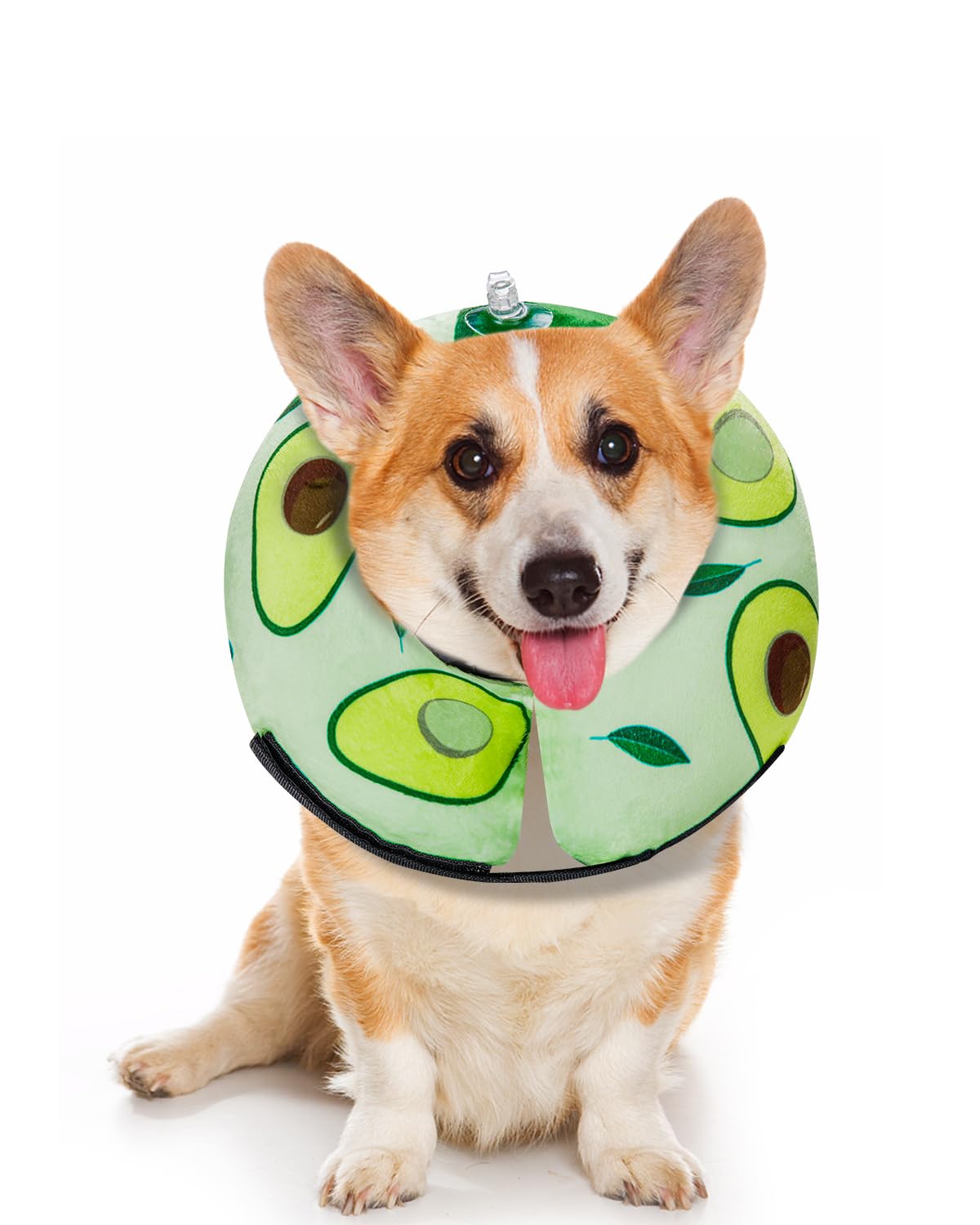 MIDOG Inflatable Dog Cone, Soft Donut Recovery Collar, Avocado, Small