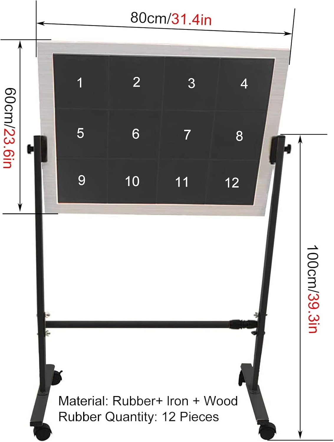 Table Tennis Balls Sparring Artifact with Wheels, High Elasticity Pingpong Rubber Rebound Board, Self-Training Practice Equipment (Color : Red)