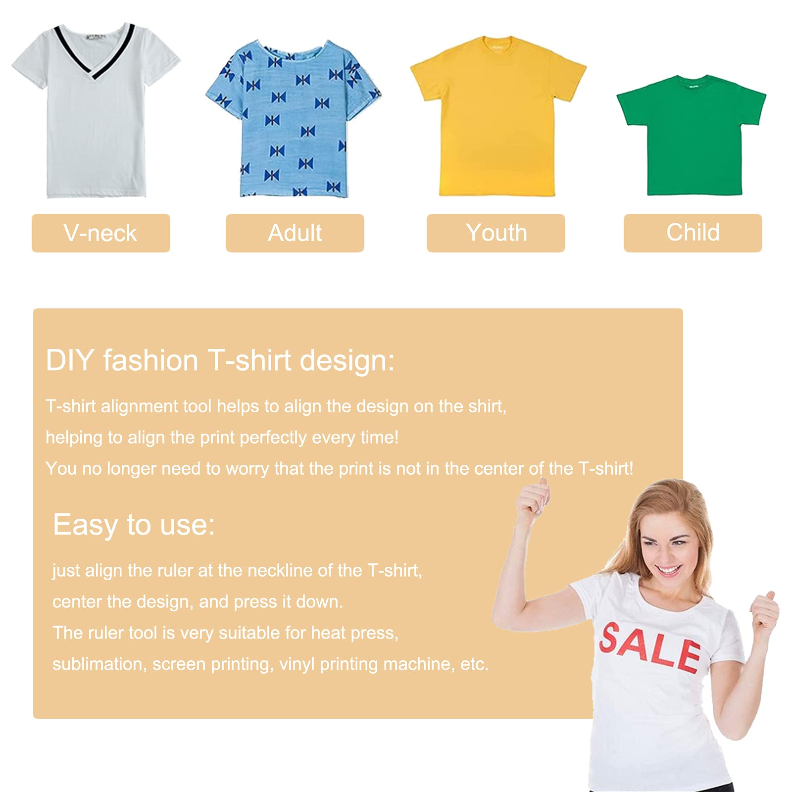 Heclia T-Shirt Lineal Für Vinyl Aufdrucke - Transparentes Positionierlineal 35,56x20,32cm