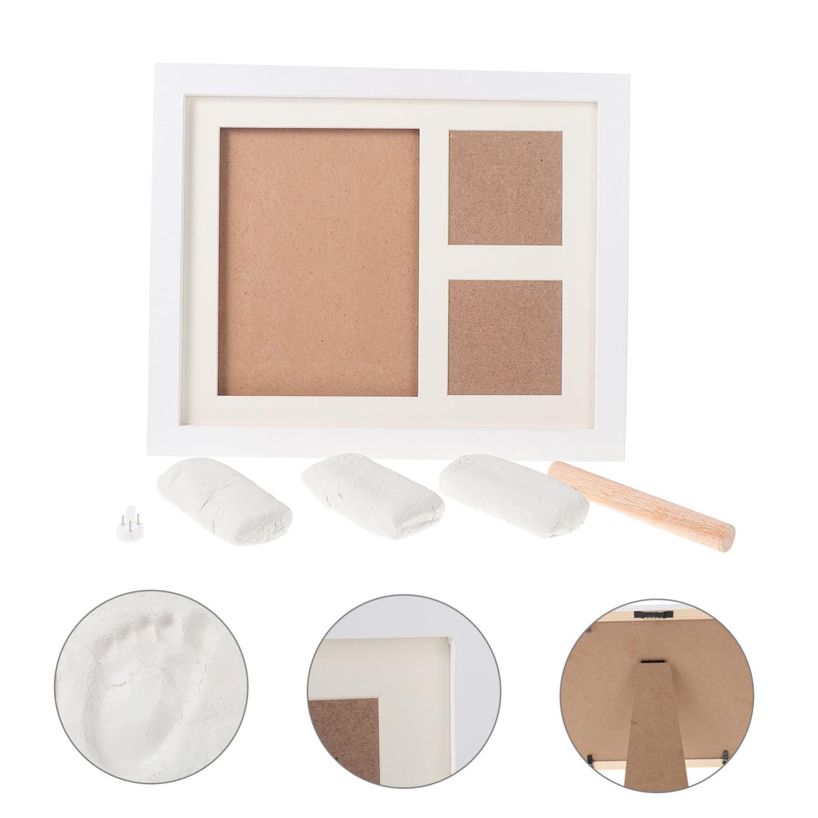 Kit Cornice per Foto Impronta Mani in Legno e Tavoletta D'inchiostro, Portafoto Creativo per Decorazione Casa, Regalo per Ragazzo Ragazza e Famiglia