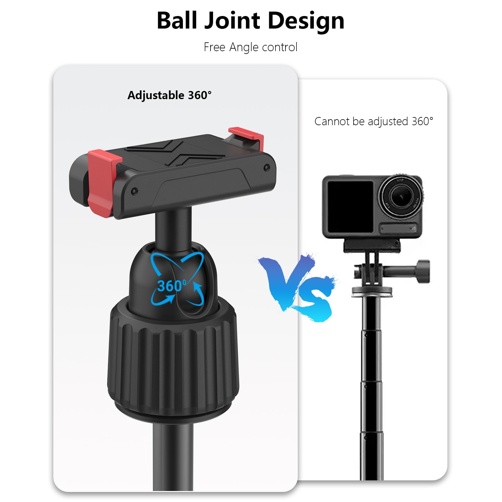 Schertz Extension Pole Tripod & Mini Selfie Stick Grip For DJI Osmo Pocket 3 Insta360 Canon G7x Sony Zv 1 Rx100 A6400 A6600