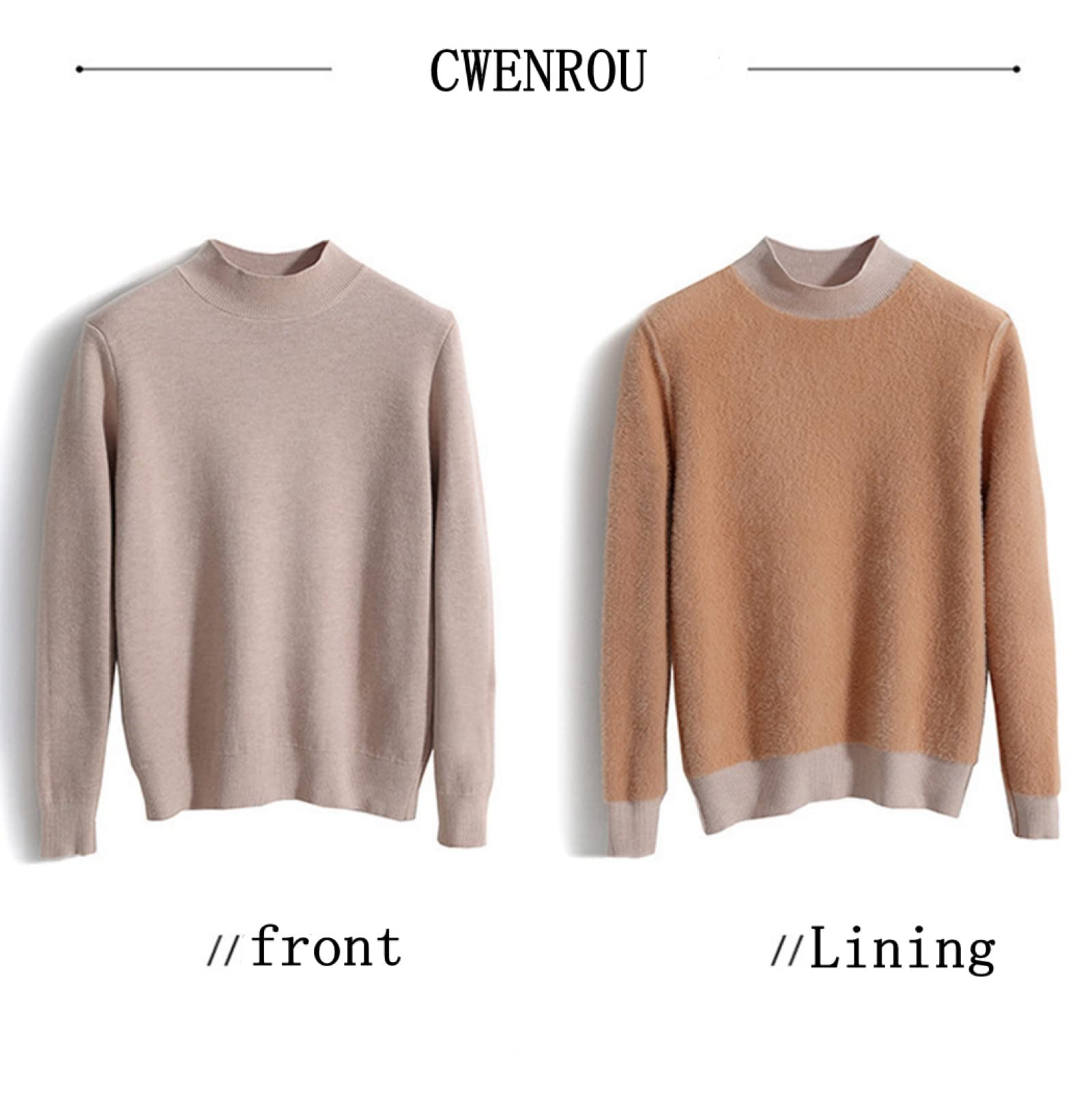 Suéter De Invierno para Mujer - Moda Damas De Mediana Edad Más Suéter Grueso De Terciopelo Otoño E Invierno Tejido Cálido Moda Marrón Estampado De Plumas Madre Suelta Jersey De Cuello Alto Re