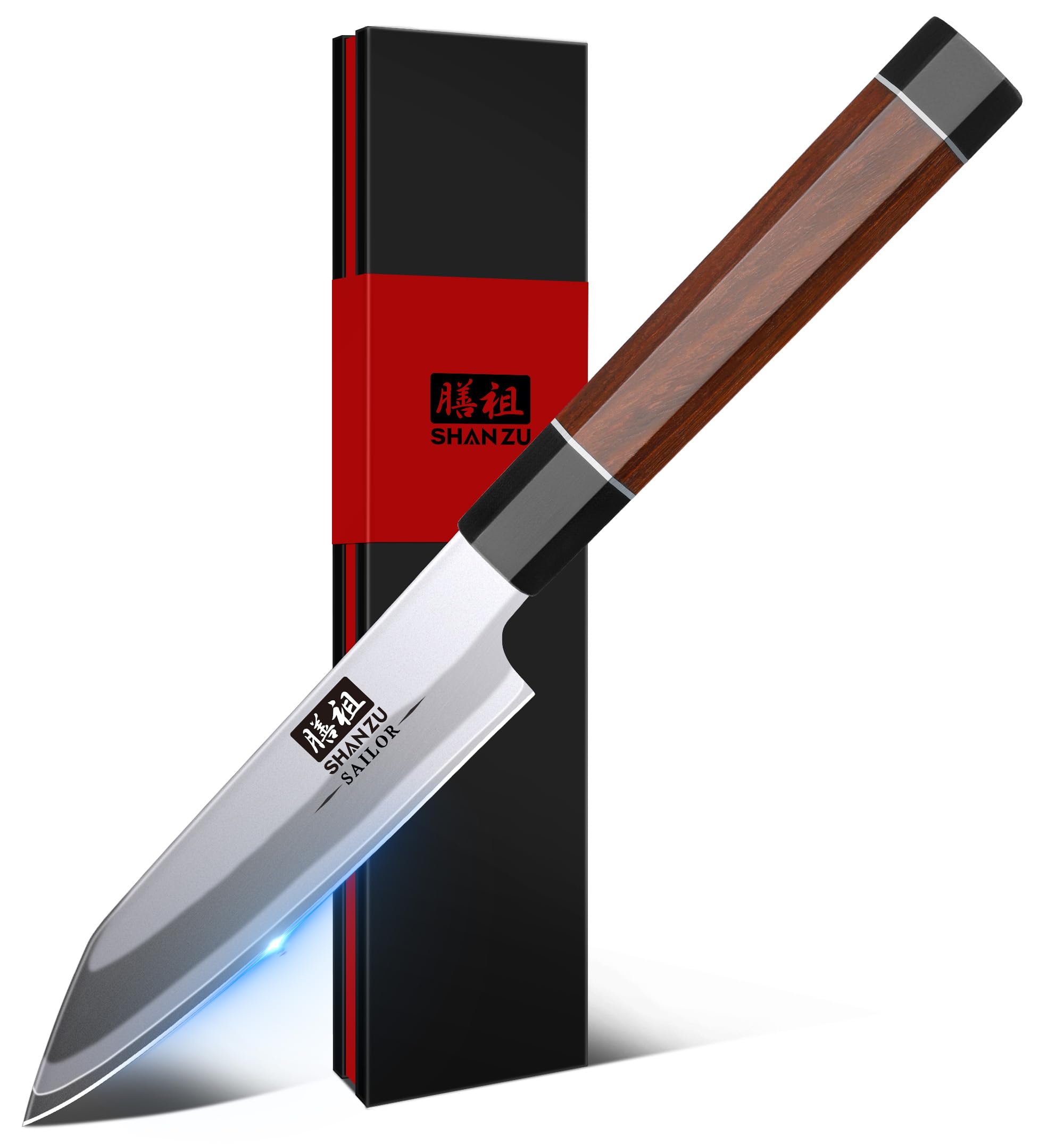 SHAN ZU 7 Inch Japanese Santoku Knife, 9 Layers 10Cr15MoV High Carbon Steel — Amazon image 10