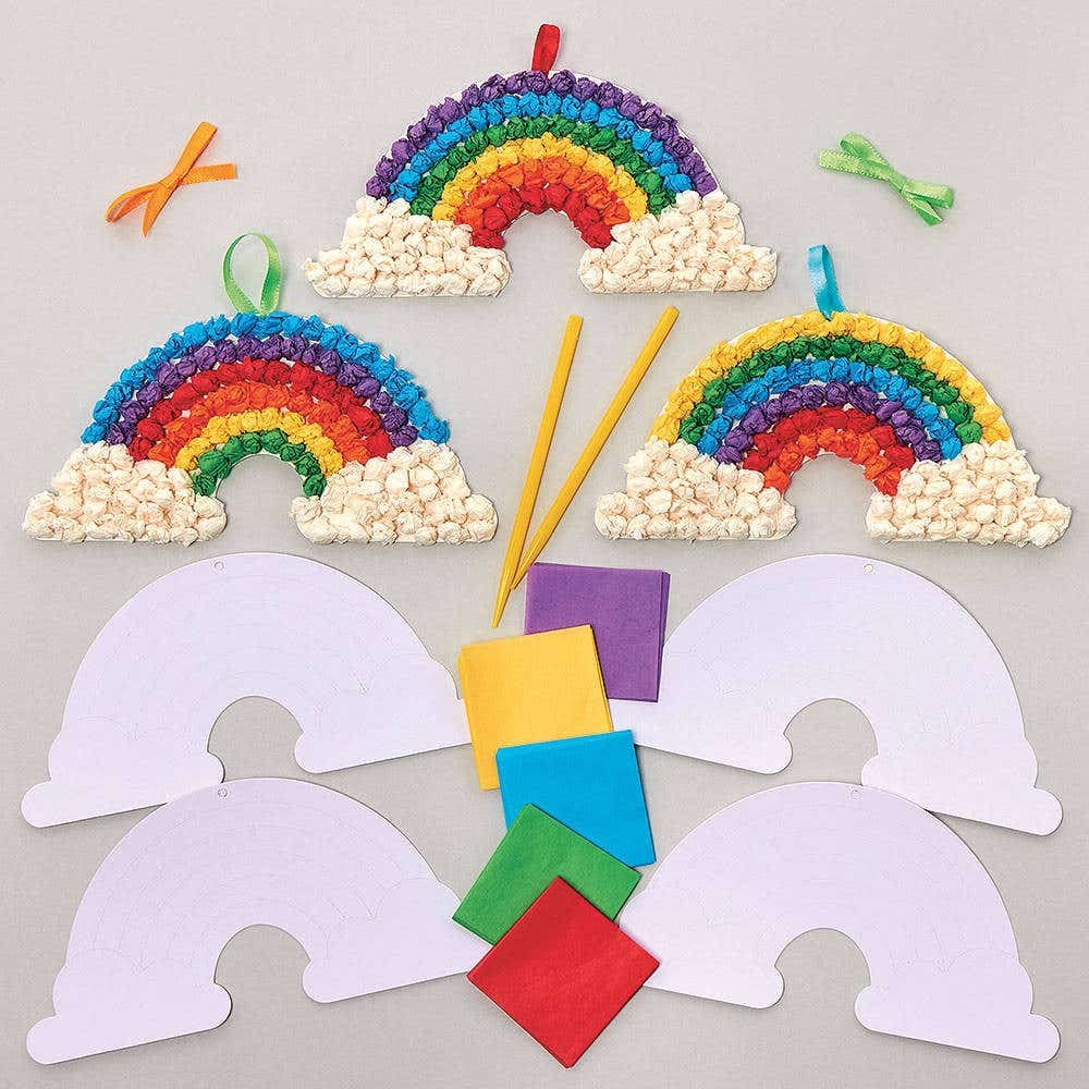 Baker Ross FC774 Rainbow Tissue Paper Craft Kits - Pack of 5, Arts and Crafts for Kids, Kids Crafts, Decorative Crafts