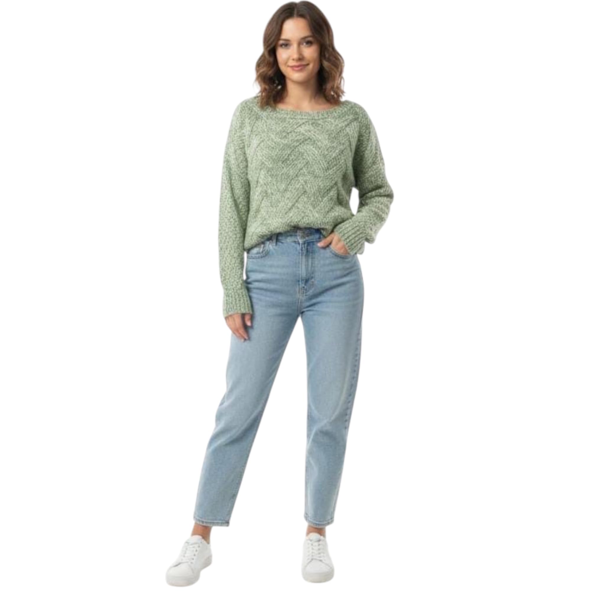 Premium Women Cable Knit Sweater Soft Winter Pullover Boutique Single Piece Limited Availability Long Sleeve Cozy Textured Knit Top for Casual Elegant Wear Sage Green-picture-36
