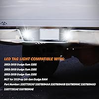 Vista 3 de Bestview Luz LED para placa de matrícula con retenedor de clip, conjunto de luces de etiqueta compatible con Dodge Ram 1500 2500 3500 2003-2018