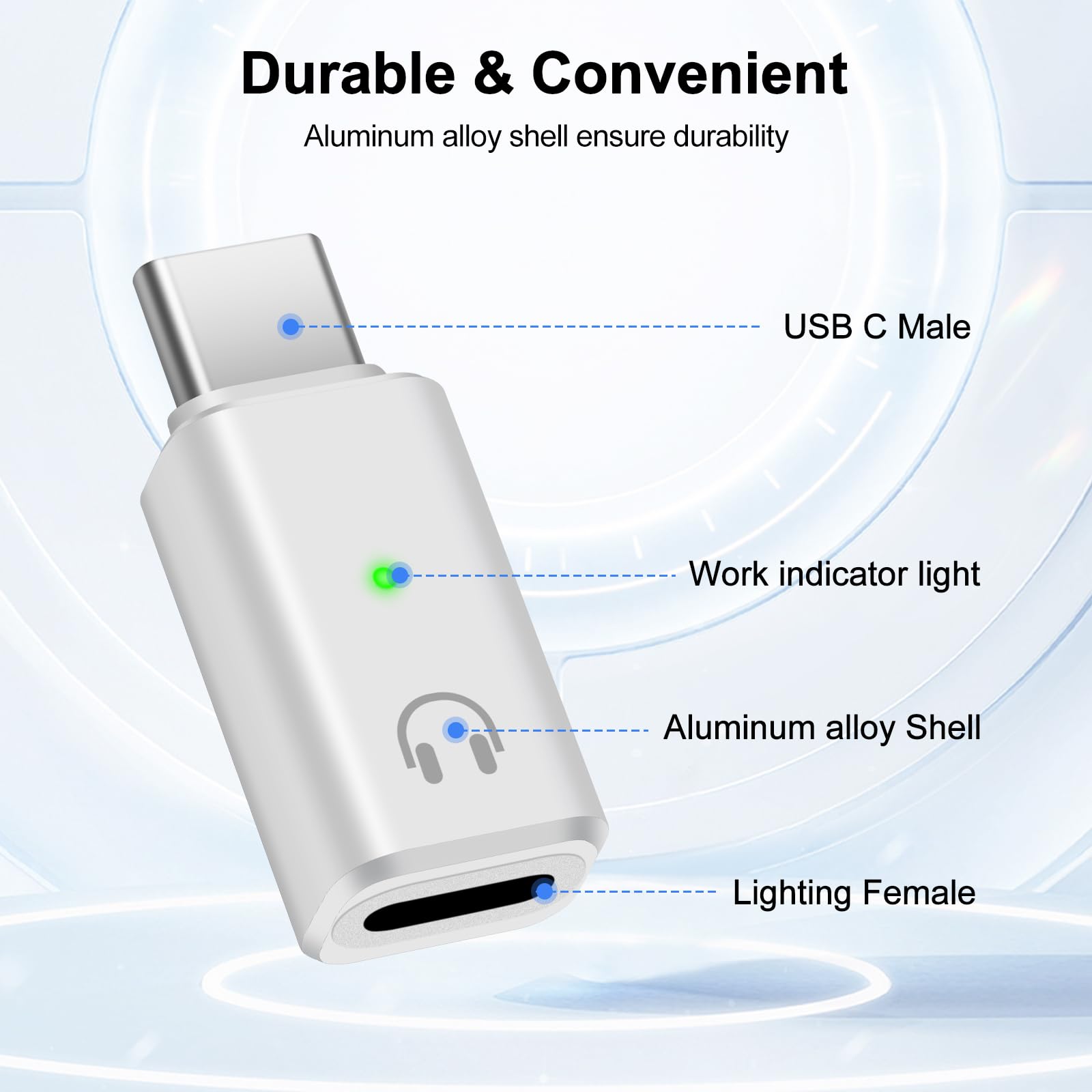 Adattatore Audio Da USB C A Lightning - Per Cuffie IPhone, IPad, Dispositivi Type-C, Grigio - Foto 8