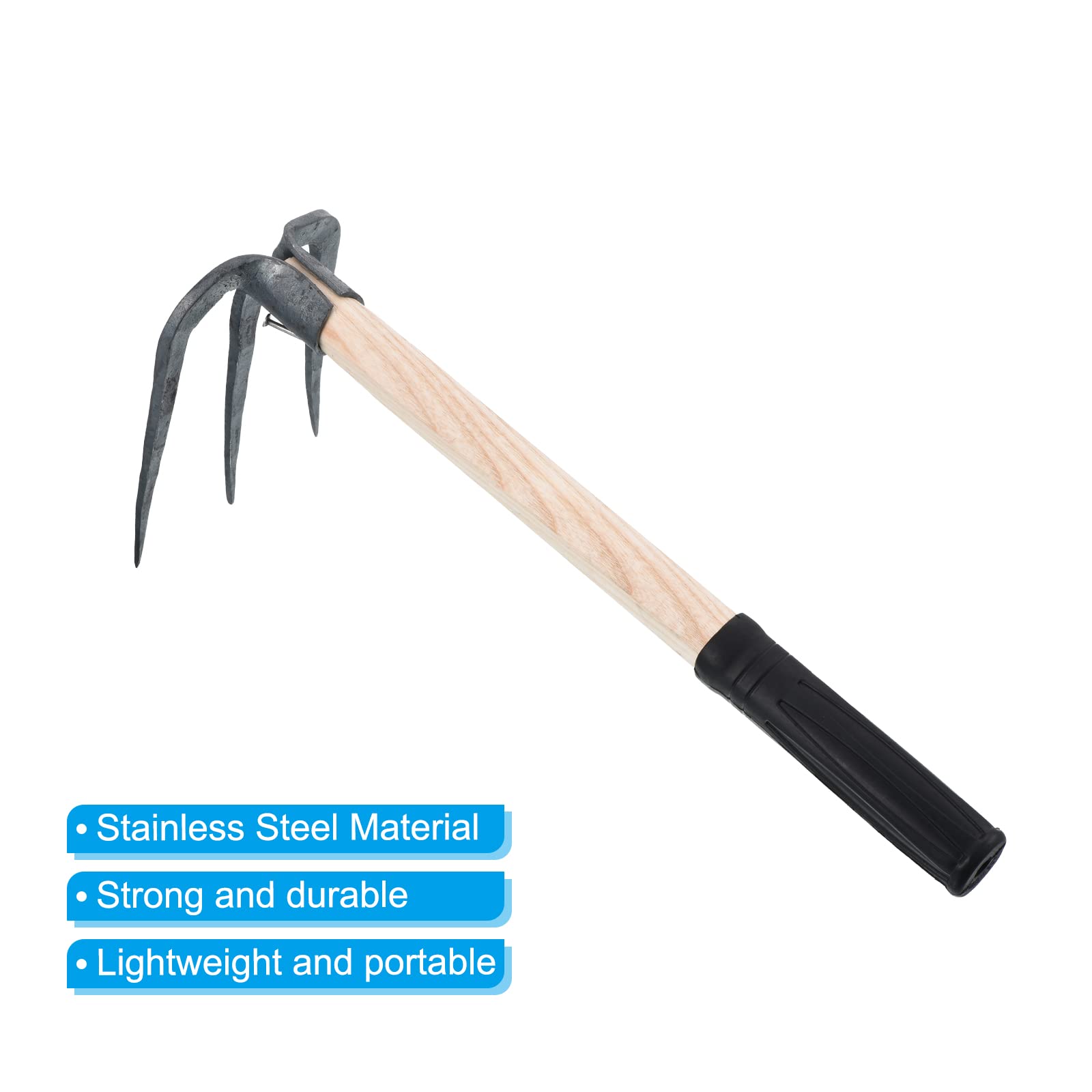 PATIKIL 15" 3 Púas Mano Azada Jardinería, Acero Carbono Endurecido Herramienta para Aflojar Suelo Patio Deshierbe Granja Plantación, Negro