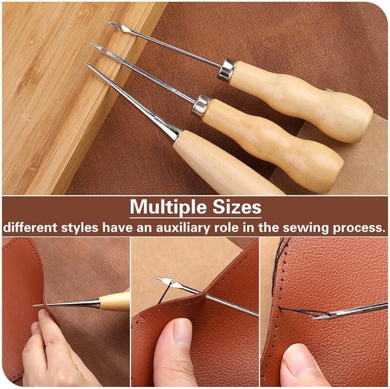 Leather Sewing Kit Leather Awl Punch Tool Hand Stitching Waxed Thread Hand Sewing DIY Tool Awl Leathercraft Shoes Repair Tools