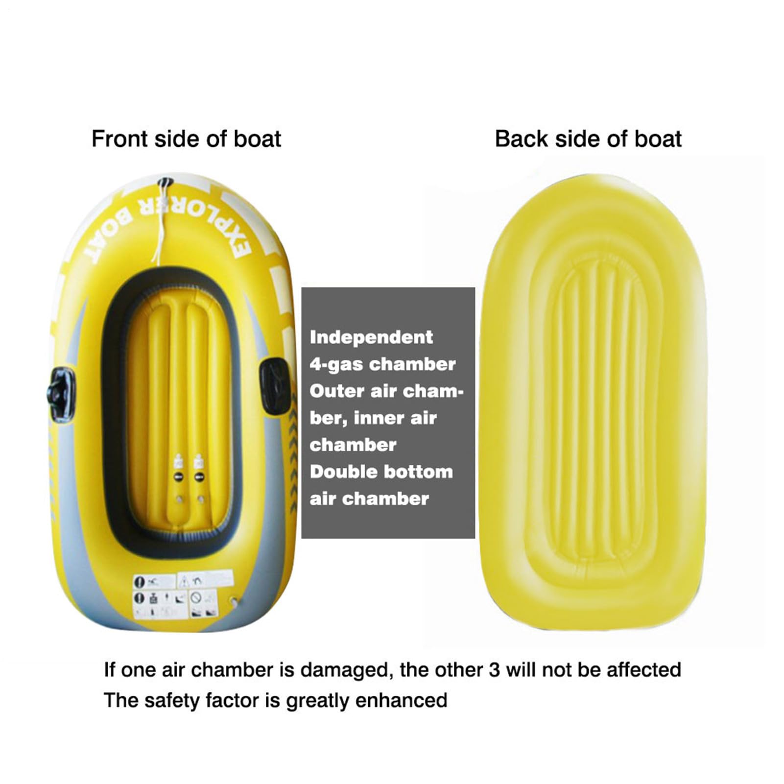 Raft Plegable Inflable - 1/2 Barco Inflable | PVC Summer Double Kayak | Barco De Pesca En Canoa Engrosada | Raft De Kayak En Tournée Recreación Portátil Para Deportes De Agua De Pesca