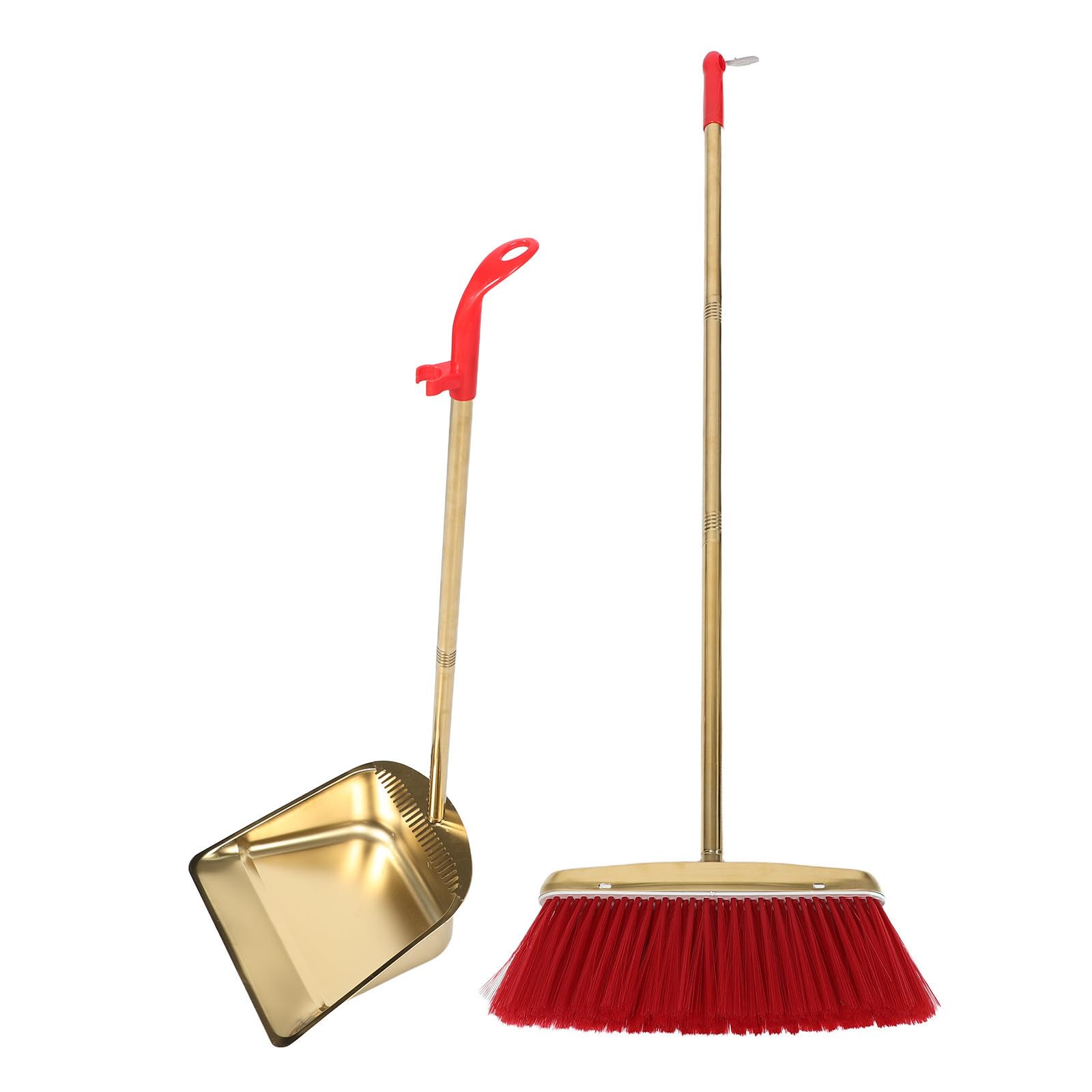 Scopa con Paletta Set Combinato in Acciaio Inox Oro, Manico lungo Elegante