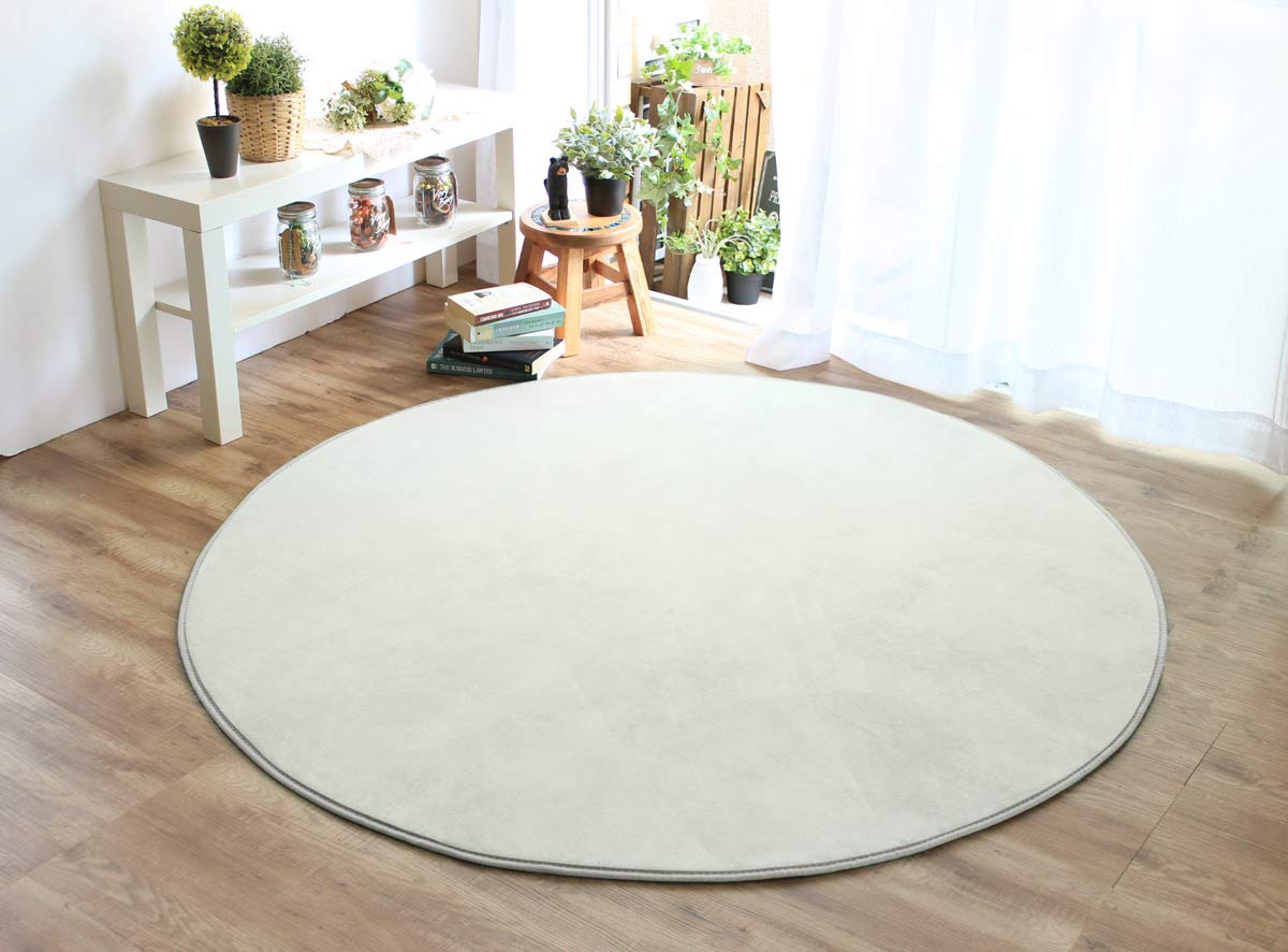 Amazon | rugoo (らぐー) ラグ 円形 150cm 洗える ママラグ