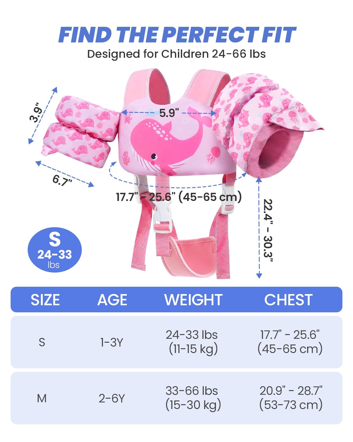 Gogokids Kinder Schwimmweste mit Auftriebs Armbändern, Schwimmhilfe für Kleinkinder mit Verstellbaren Trägern (11-30kg, 1-6 Jahre) | EN13138-1 Zertifiziert für Schwimmunterricht | Für Pool & Strand