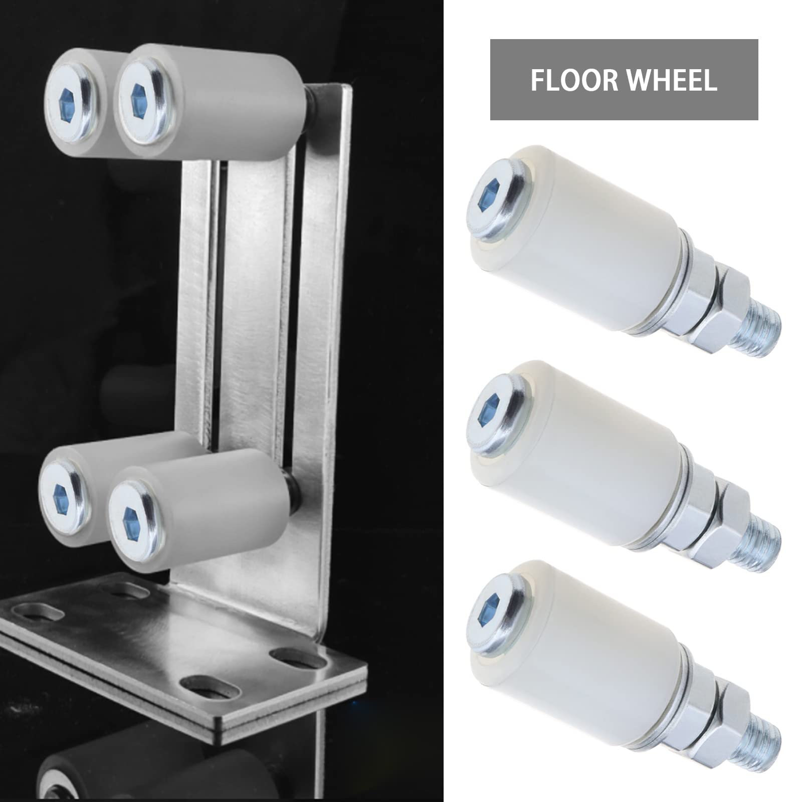 ECSiNG 4Pcs Nylon Roller Sliding Door Roller Sliding Barn Door Floor Guide Roller Door Accessories for Sliding Doors Electric Doors Garage 40x60mm - Image 3