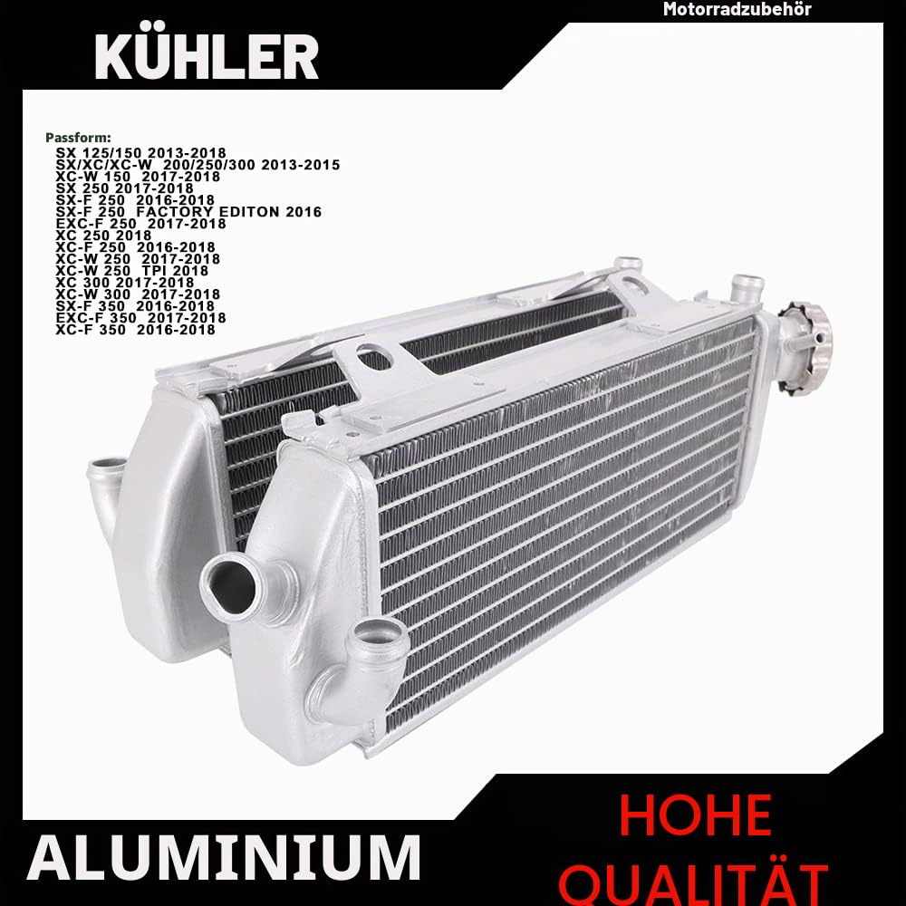 Kühler für Motorrad-Geländefahrzeuge Kühlerleistung, Aluminium, passend für 125 XC-W 250 300 350 450 500 SX SX-F Factory Editon EXC-F XC XC-F XC-W 2016 2017 2018 Motorrad