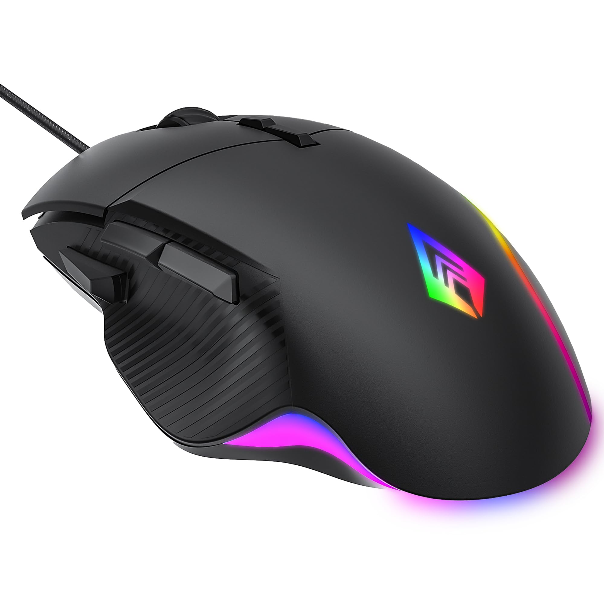 tizum archer tech lab wired gaming mouse, precise tracking, rapid response with sunplus sensor,12000 dpi adjustable 1000hz polling, 8 programmable buttons, 6 rgb lighting (recurve 300)