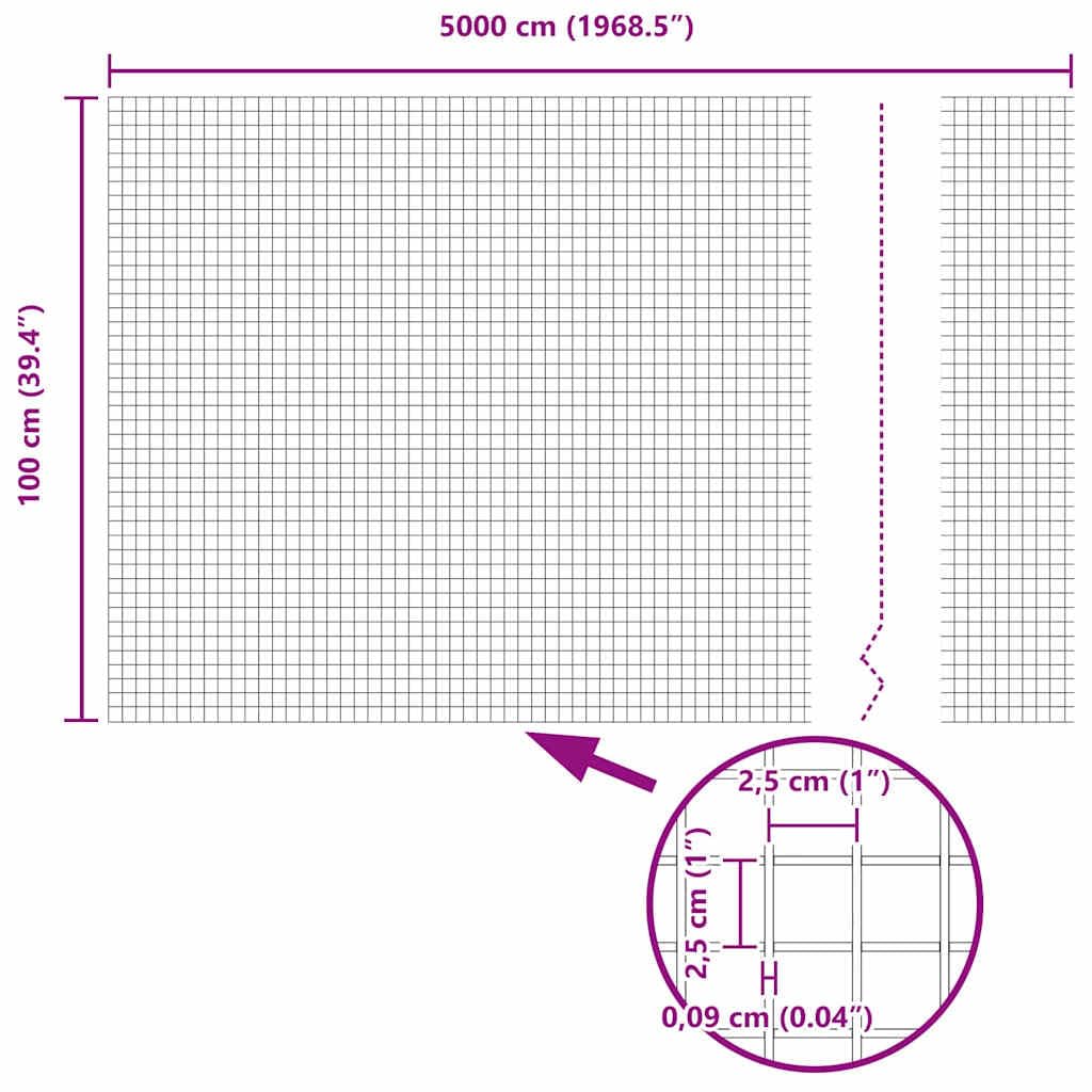 vidaXL Cerca de Alambre Soldado 5000 x 100 cm Gris | Diseño fuerte para aguantar el uso al aire libre, Acabado gris que combina con cualquier lugar, Ideal para jardines,