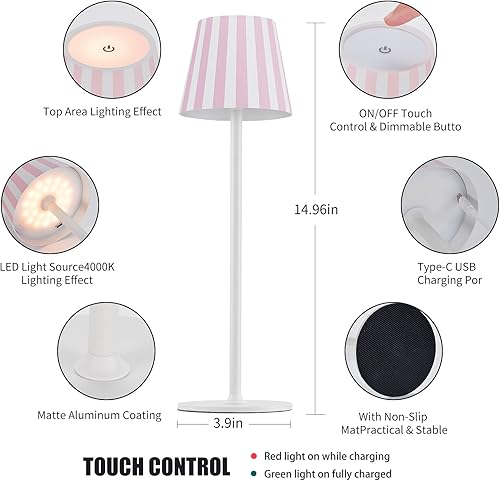 Miniatura 2 de Paquete de 2 lámparas de mesa inalámbricas, lámpara de escritorio LED recargable portátil de 5000 mAh, 3 modos de color, luz de mesa de atenuación