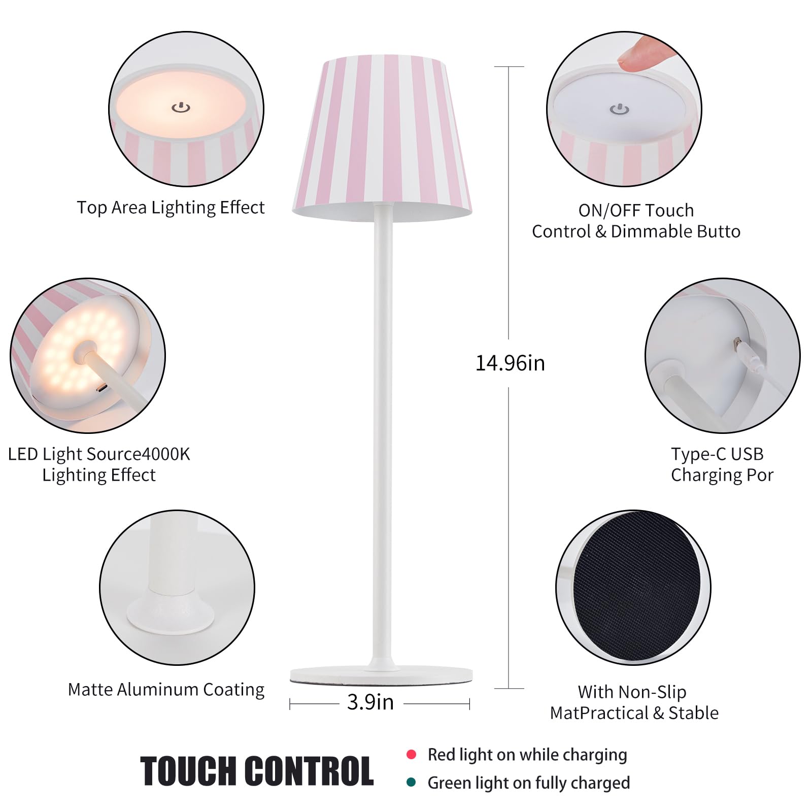 Set 3 Lampade Da Tavolo Ricaricabili LED - Luce Dimmerabile, Impermeabile IP54, Interno/Esterno