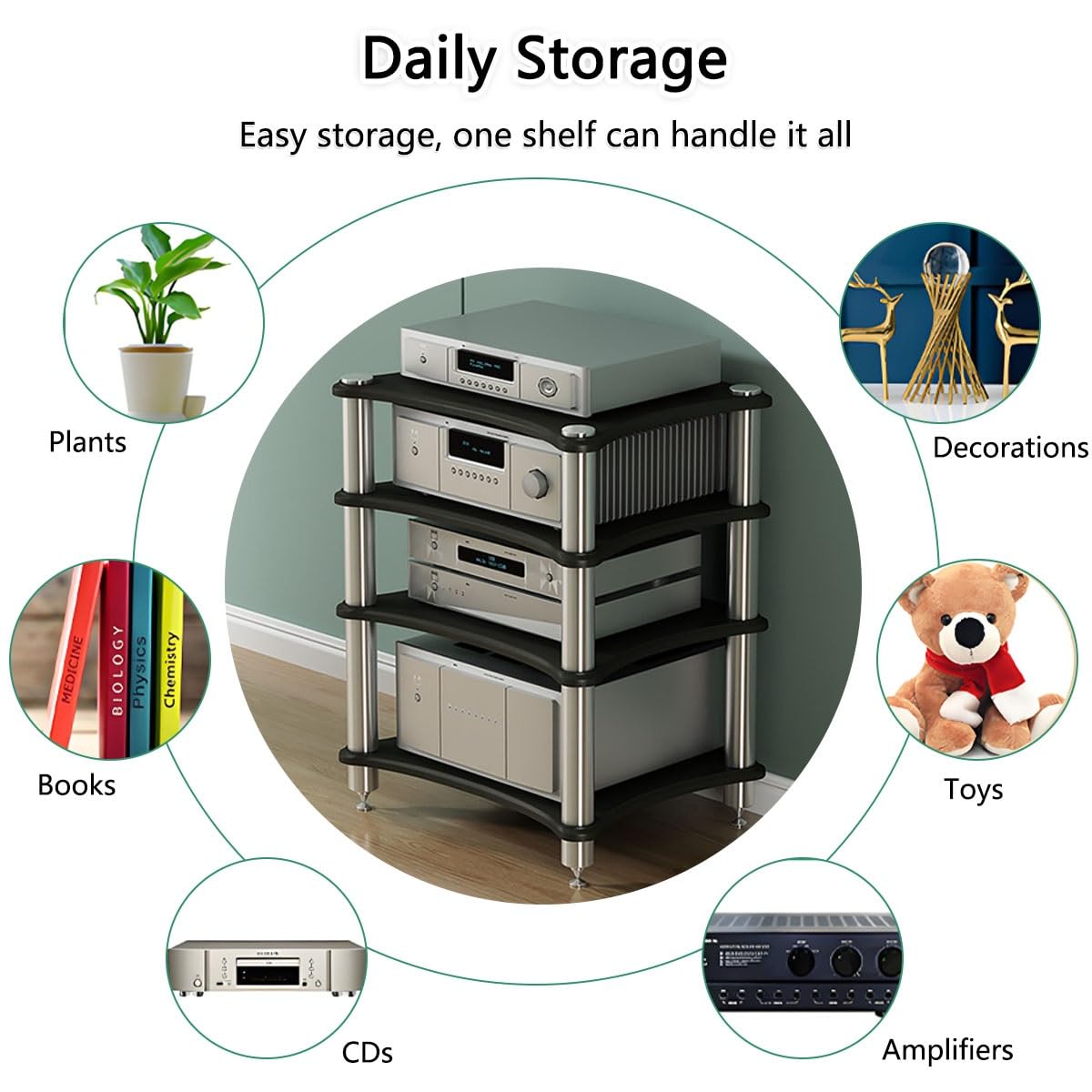 Mobile HiFi Rack Con Ante In Vetro - 2/3 Ripiani Per Sala Audio, TV E Console - Foto 10