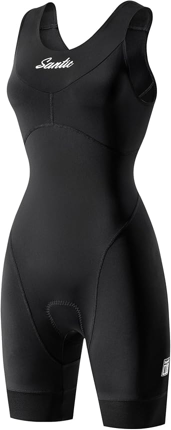 Santic Womens Triathlon Suit Padded Triathlon Suit One-Piece Sleeveless Pro Tri Suit Bicycle Bodysuit Skinsuit Quick Drying Slimming Cycling Jersey