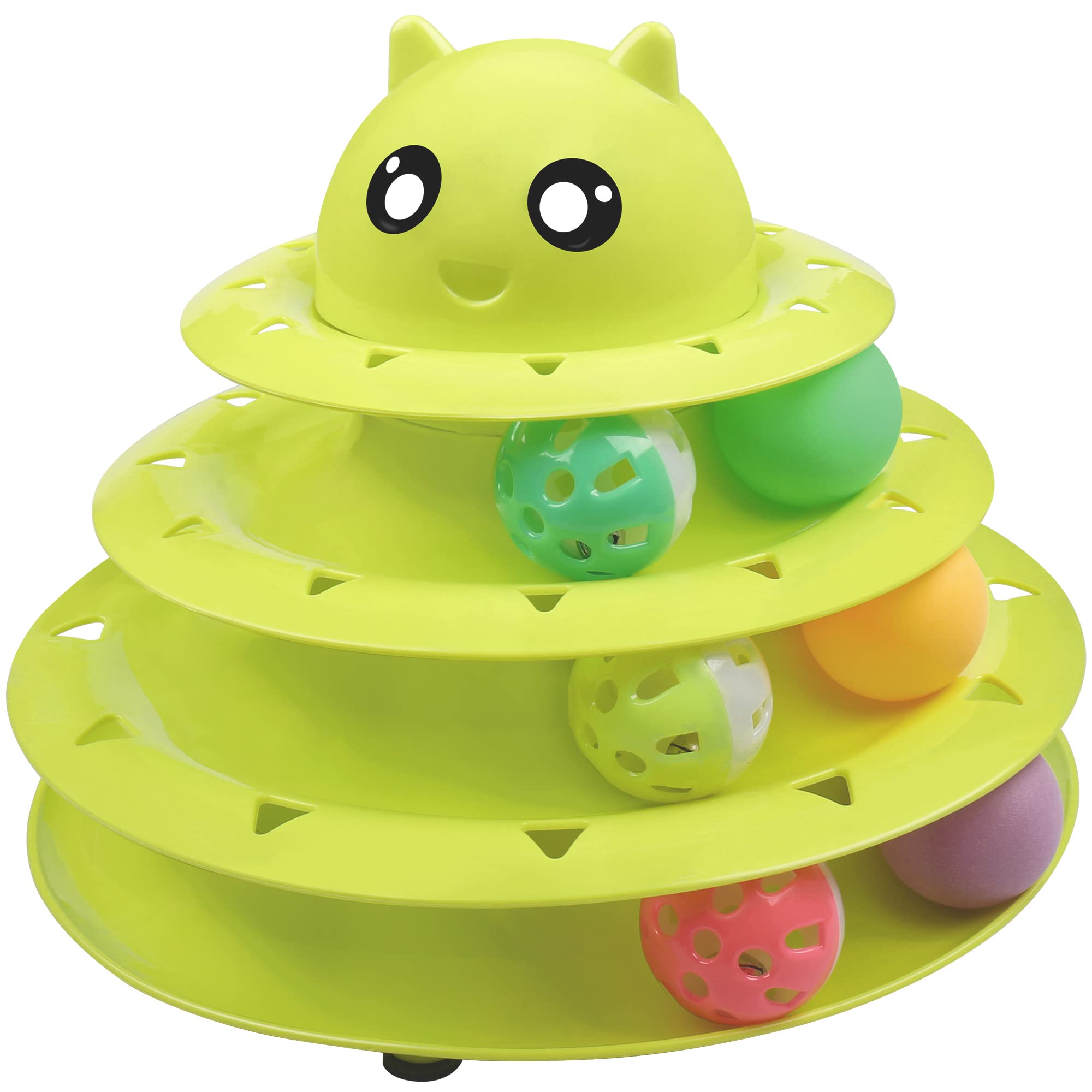 UpskyCat Toy Roller 3-Level Turntable Cat Toy Balls with Six Colorful Balls Interactive Kitten Fun Mental Physical Exercise Puzzle Toys.