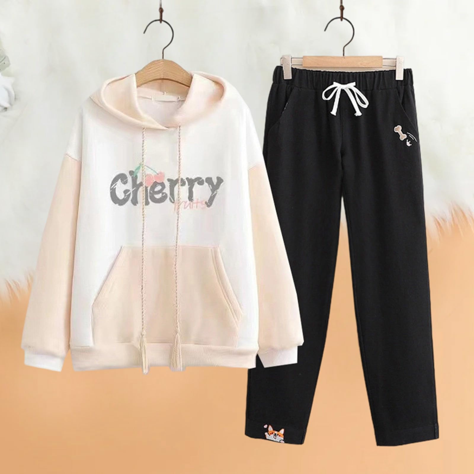 Genérico Chandal Naranja Niño - Conjuntos Y Conjuntos para Niñas: Conjunto De 2 Piezas con Sudadera Y Pantalón Informal Ropa Deportiva Holgada Y De Moda para Adolescentes Ropa De Juego Cómoda