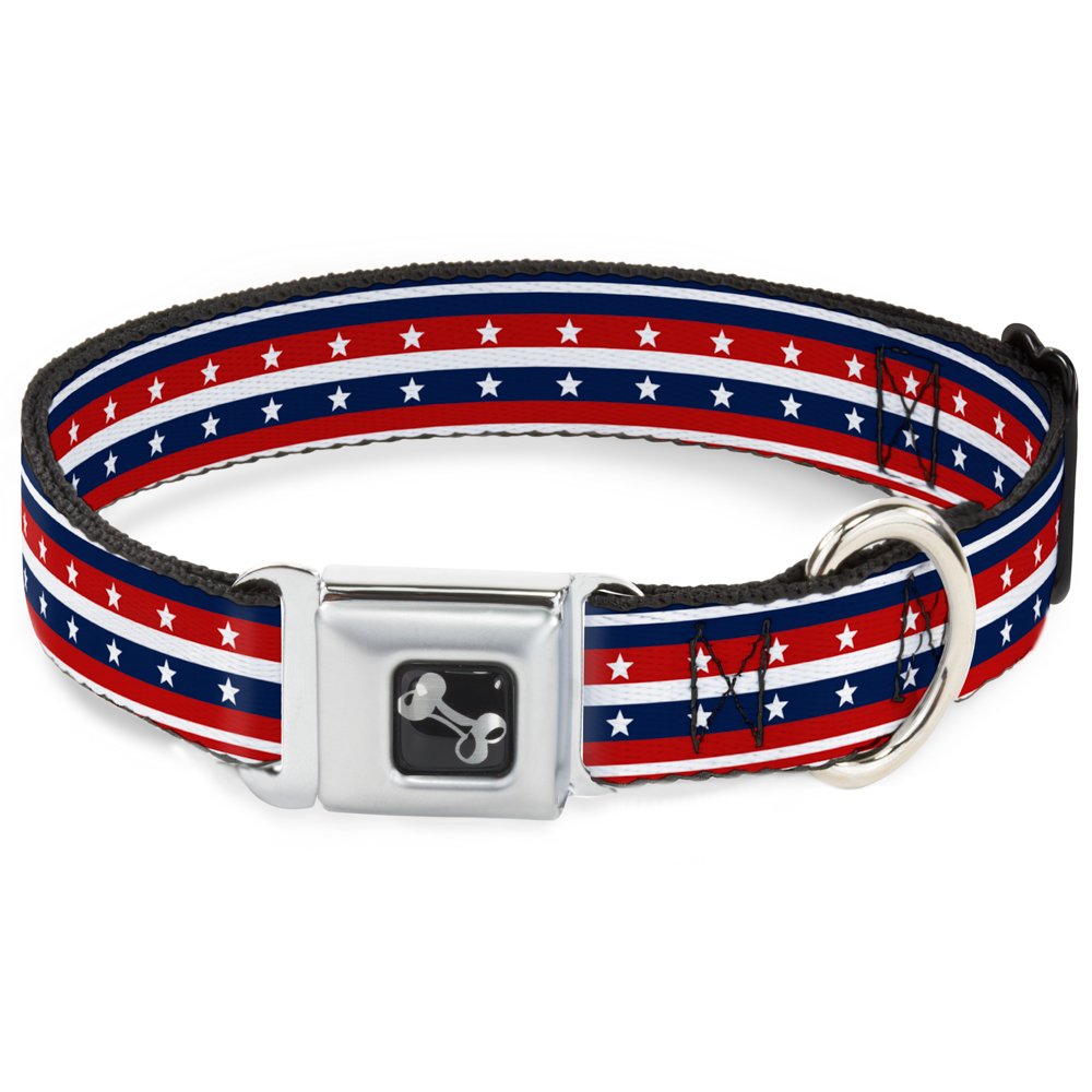 Collier de chien nylon réglable motif rayures et étoiles Buckle Down