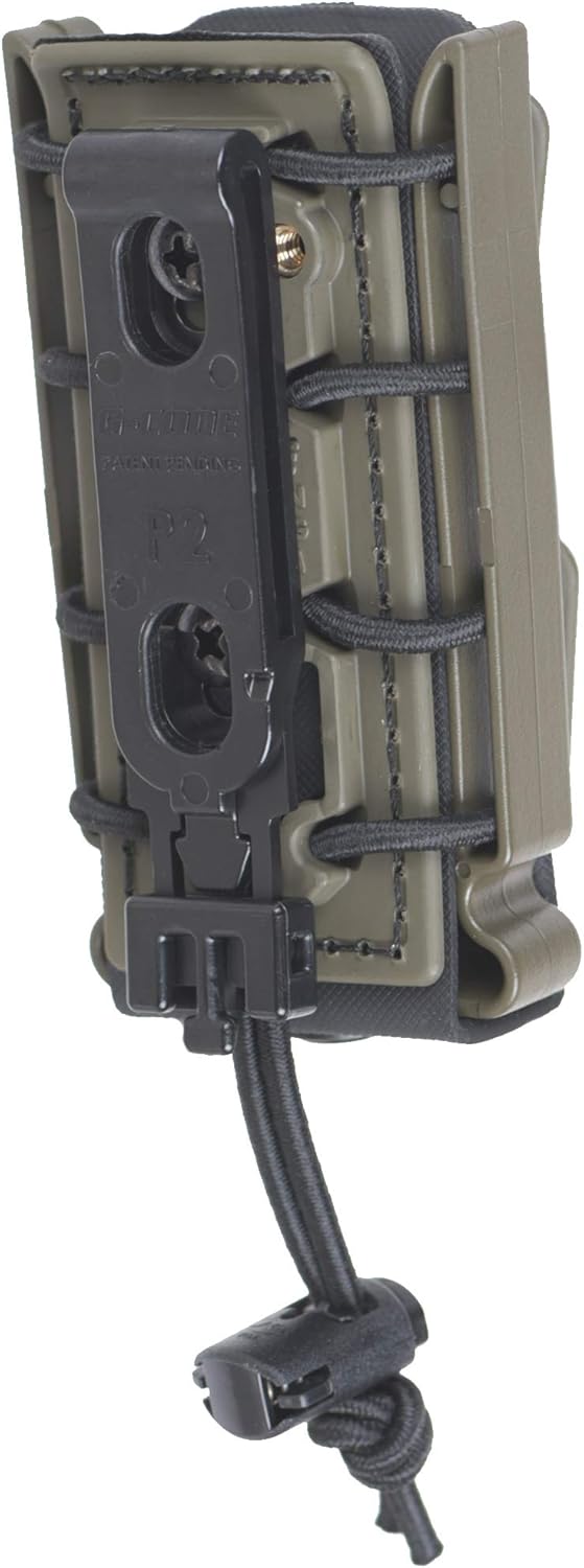 (Black with OD Green) Soft Shell Scorpion -Tall- Pistol Mag Carrier with P2 Operator Belt Mount Clip 100% Made in The USA (1153-4B)