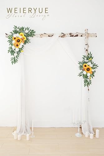 Miniatura 2 de Kit de flores artificiales para arco de boda (paquete de 3), 2 piezas de decoración de arco de flores artificiales, 1 cortina transparente para