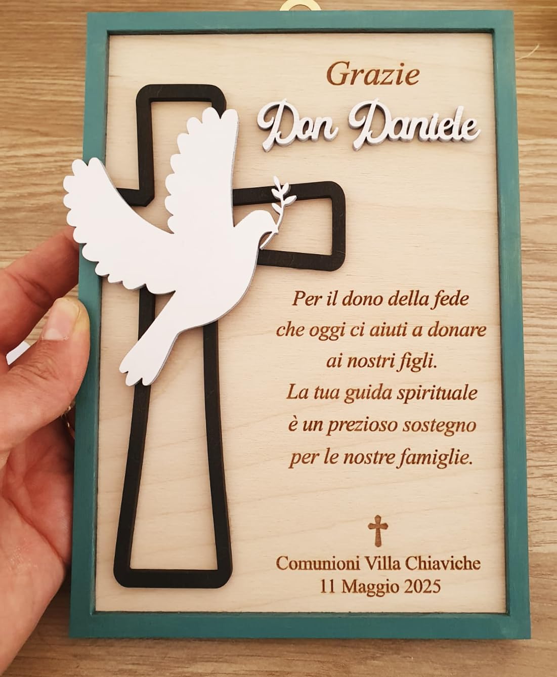 Quadro sacro di ringraziamento per Battesimo, Comunione o Cresima, idea regalo personalizzata per prete o catechista