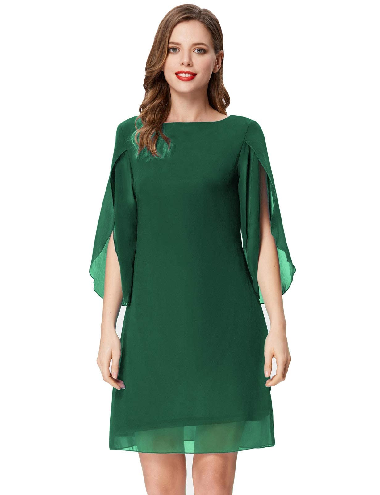 GRACE KARIN Abito Donna Vestito Elegante Chiffon Manica Corta Casual in Girocollo