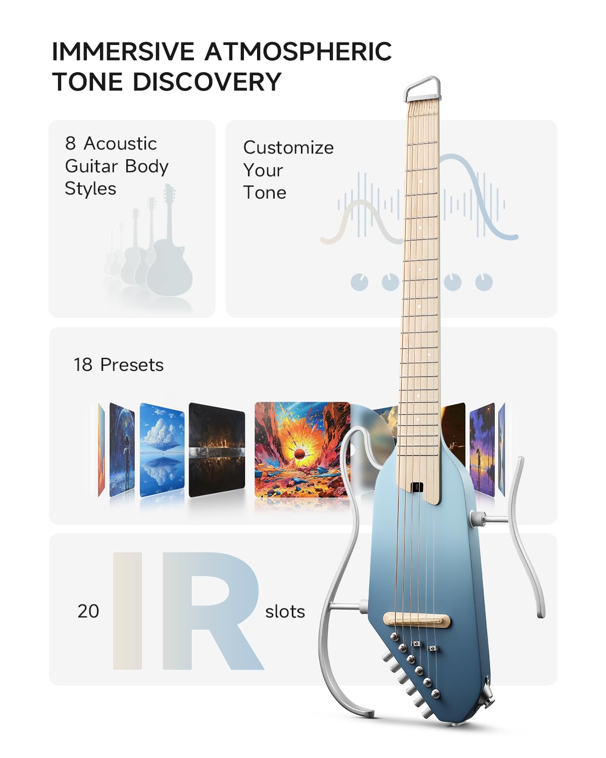 Donner HUSH I PRO Travel Guitar Electric Smart Kit - Dettaglio