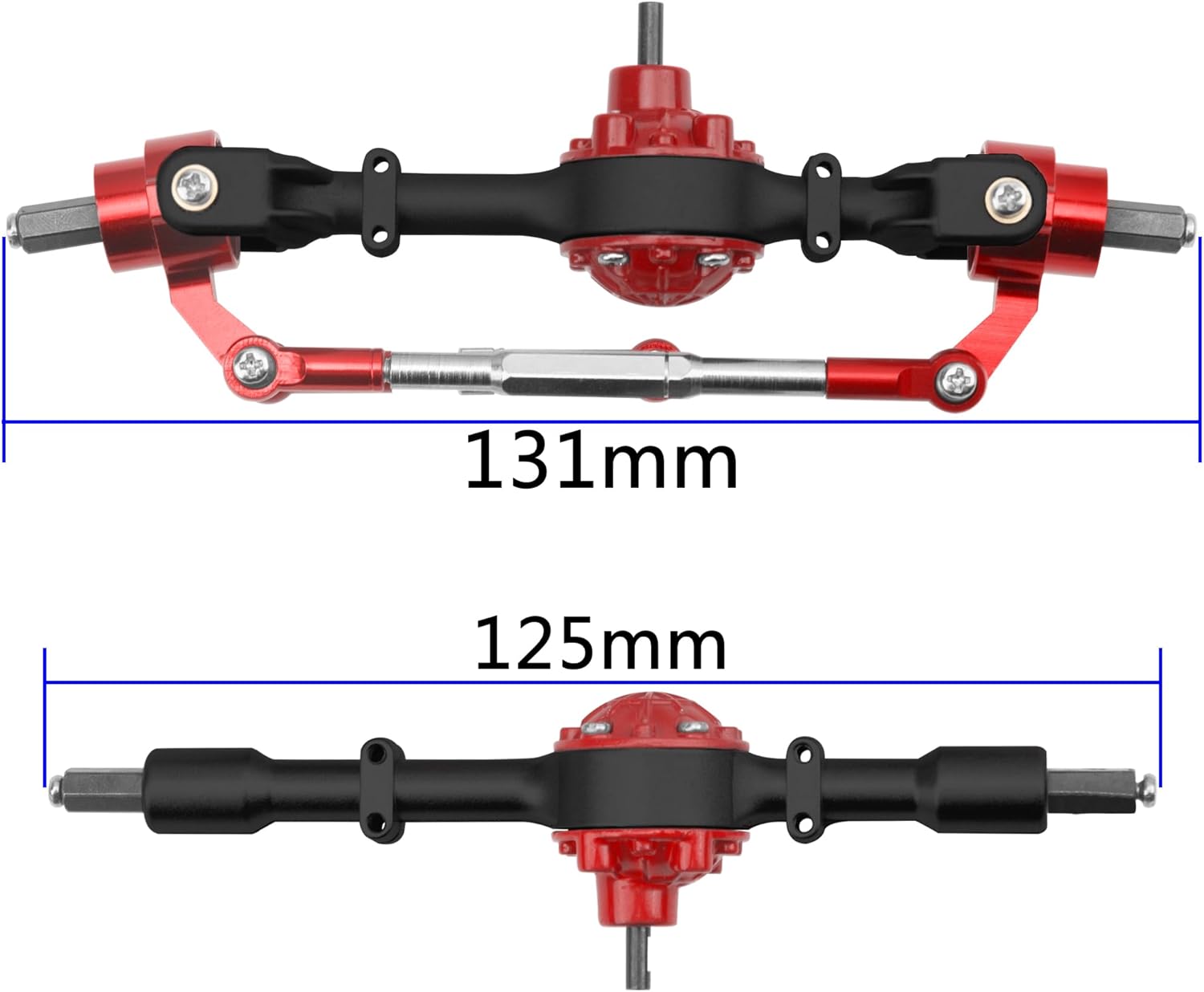 Metal Front & Rear Portal Axle Set Upgrades Parts Compatible with WPL C14 C24 C34 C44 B14 B24 1/16 RC Car (Black)