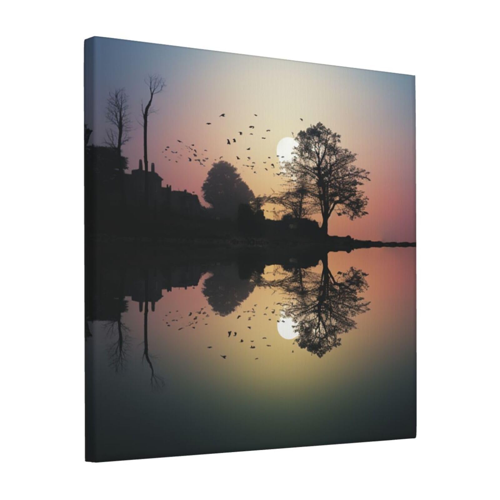 FodPand Reflection Guitar Canvas Wall Art for Living Room Wall Decor 12"x12" Modern Artwork Painting Pictures Hanging Canvas Prints Aesthetic Wall Art for Bedroom Bathroom Office Wallart Decor