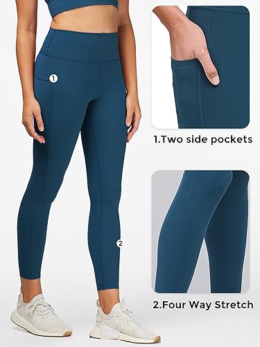 Miniatura 3 de Stelle Leggings de cintura alta, pantalones de yoga para mujer, control de abdomen, pantalones cortos para correr, gimnasio, con 2 bolsillos