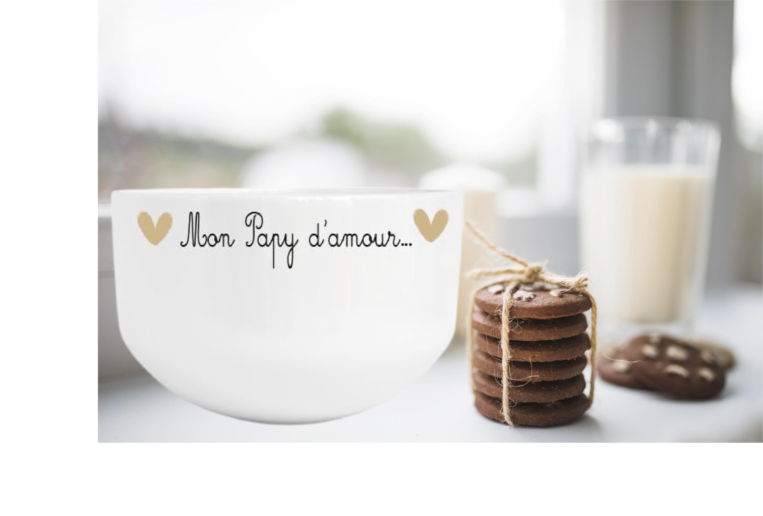 Bol Blanc Personnalisé - "Mon Papy d'Amour" - Cadeau Grand-Père - Bol à Soupe, Céréales, Café ou Chocolat - Idée Cadeau Originale