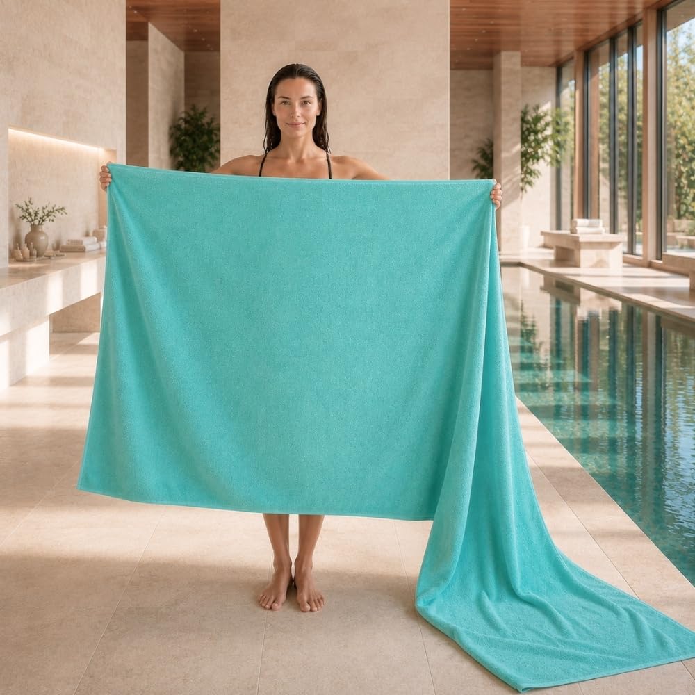 Telo da bagno XXL, 100 x 200 cm, in 100% cotone, 625 g/m², extra large, morbido e assorbente, turchese