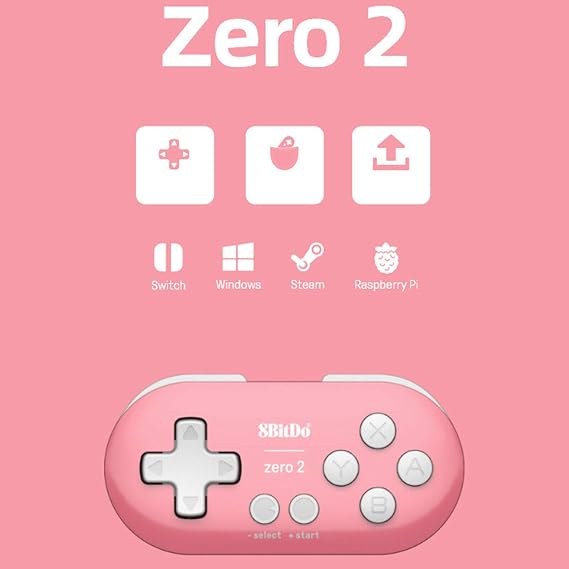 8bitdo Zero Gamepad Controller, Compatible with android/macOS/Windows, Wireless Bluetooth 4.0, Game Controller for Smartphones, Tablets, Handle Box, Compatible with iPad/Android Games Pink