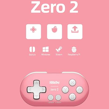 8bitdo Zero Gamepad Controller, Compatible with android/macOS/Windows, Wireless Bluetooth 4.0, Game Controller for Smartphones, Tablets, Handle Box, Compatible with iPad/Android Games Pink