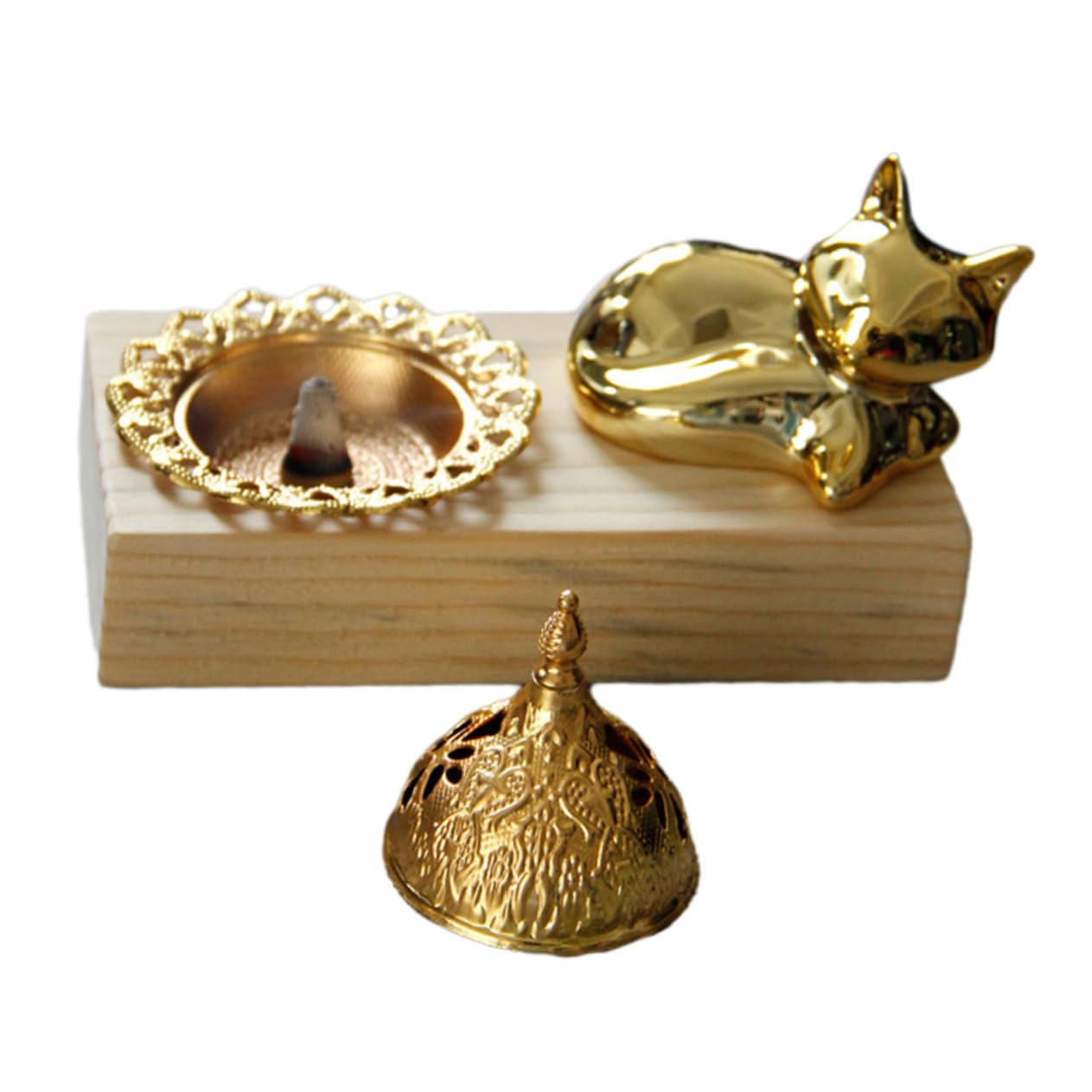 BESTYASH 4 Sätze Holz Metall Weihrauchbrenner Aromatherapie Censer für Zuhause Büro Yoga und Meditation Stabiler Räucherstäbchen Halter für Entspannende