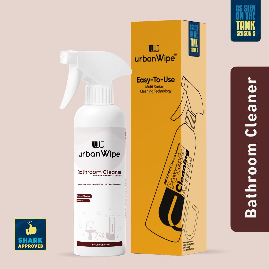 urban Wipe Bathroom Cleaner | Ecofriendly Tough Lime Scale Hard Water Stain Remover, Spray And Scrub Cleaning for Bathroom,Taps, Faucet, Washbasins, Showers & Floor Tiles Cleaner_(500Ml)