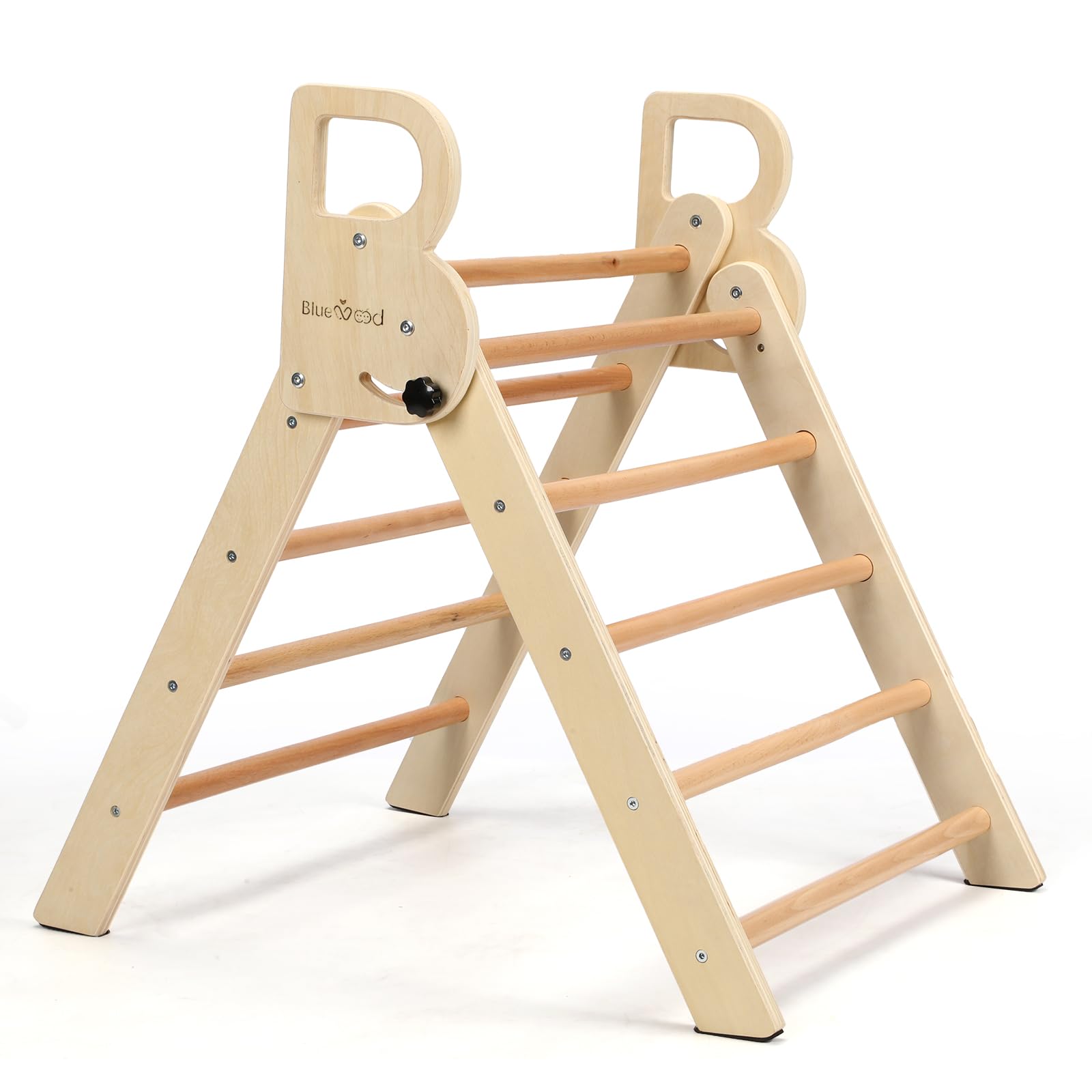 BlueWood Pikler Triangle Set 7in1 Foldable Toddler Climbing Toys Indoor Wooden Montessori Climbing Set with Arch & Ramp & Ladder Baby Climber Indoor Jungle Gyms for Toddlers 1-3 - Blue