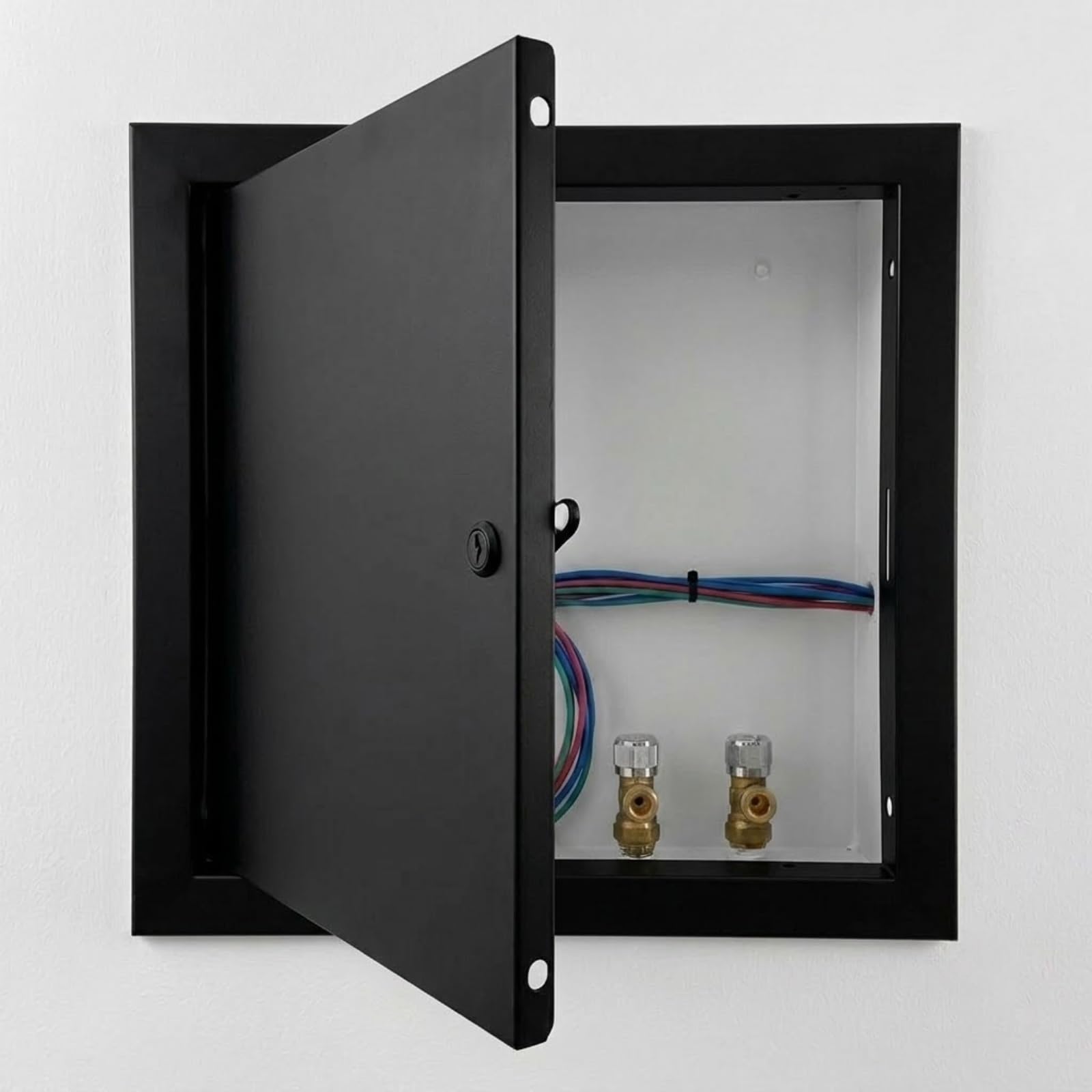 40x40cm Aluminium Access Panel with Key Lock, White Metal Inspection Hatch Access Panel for Wall & Ceiling, Conceals Pipes, Flush Fit(Black,75x70cm)