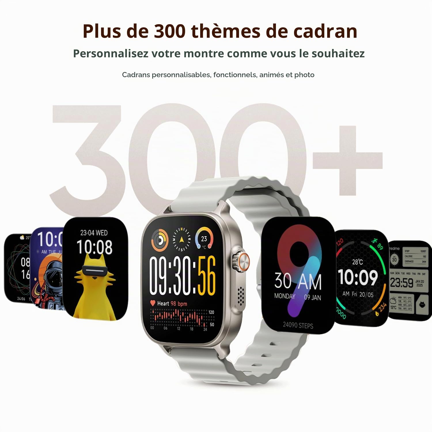 realme Watch 5 Montre Connectée, Bluetooth, NFC, GPS,Argent | Écran AMOLED 1,97", Bluetooth, FC/Sommeil/SpO2, IP68